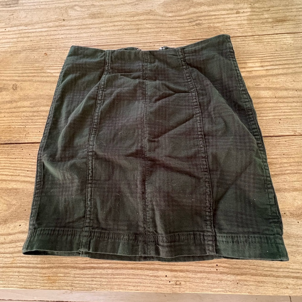 Free People Navy + Green Plaid Mini Skirt